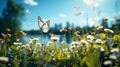 Fluttering Butterflies in Garden, Generative Ai