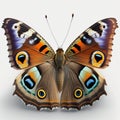 Fluttering Elegance, A Beautiful Common Buckeye Butterfly in Flight, Isolated on White Background - Generative AI