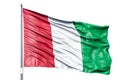 Fluttering italian flag on a golden flagpole. vibrant, patriotic symbol. ideal for cultural representations. AI