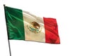 Fluttering Mexico flag on clear white background isolated