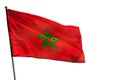 Fluttering Morocco flag on clear white background isolated