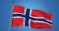 Norway flag in the wind against clear blue sky, 3d illustration Royalty Free Stock Photo