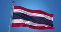 Thailand flag in the wind against clear blue sky, 3d illustration