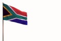 Fluttering South Africa isolated flag on white background, mockup with the space for your content