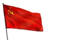 Fluttering Soviet Union SSSR, USSR flag on clear white background isolated