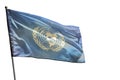 Fluttering United Nations flag on clear white background isolated