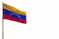 Fluttering Venezuela isolated flag on white background, mockup with the space for your content