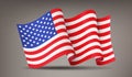 Fluttering, waving realistic American flag, national symbol
