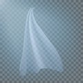 Fluttering White Cloth Vector. Viel Silk. Fabric Curtain. Clear Drape. Realistic Clear Material Illustration