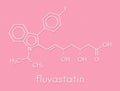 Fluvastatin hypercholesterolemia drug molecule. Skeletal formula.