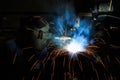 Flux core wire arc welding is most population in welding process Royalty Free Stock Photo