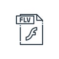 flv file vector icon isolated on white background. Outline, thin line flv file icon for website design and mobile, app development