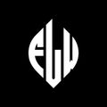 FLW circle letter logo design with circle and ellipse shape. FLW ellipse letters with typographic style. The three initials form a Royalty Free Stock Photo