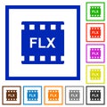 FLX movie format flat framed icons Royalty Free Stock Photo
