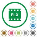 FLX movie format flat icons with outlines Royalty Free Stock Photo