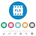 FLX movie format flat round icons