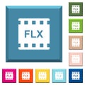 FLX movie format white icons on edged square buttons Royalty Free Stock Photo