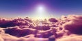fly above clouds sunset landscape Royalty Free Stock Photo