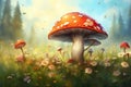 fly agaric mushroom in a forest clearing Royalty Free Stock Photo