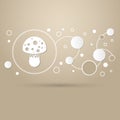 Fly agaric mushroom icon on a brown background with elegant style and modern design infographic.