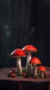 Fly agaric mushrooms. Generative AI Royalty Free Stock Photo