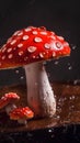 Fly agaric mushrooms. Generative AI Royalty Free Stock Photo