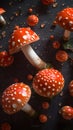 Fly agaric mushrooms. Generative AI Royalty Free Stock Photo