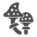 Fly agaric solid icon, halloween concept, speckled poison mushroom sign on white background, amanita icon in glyph style Royalty Free Stock Photo