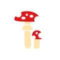 Fly agaric toadstool icon. Vector isolated flat color icon. Modern glyph sticker design. Illustrations of mushrooms