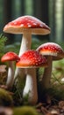 Fly agarics in a forest clearing. Royalty Free Stock Photo
