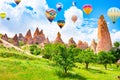 Fly of air balloons in Unique natural place - Cappadocia , Turkiye