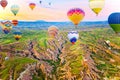 Fly of air balloons in Unique natural place - Cappadocia , Turkiye