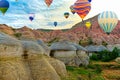 Fly of air balloons in Unique natural place - Cappadocia , Turkiye