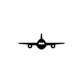 Fly Airplane, Flying Aircraft, Aviation. Flat Vector Icon illustration. Simple black symbol on white background. Fly Airplane, Royalty Free Stock Photo