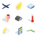 Fly away icons set, isometric style Royalty Free Stock Photo