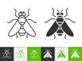 Fly insect simple black line vector icon Royalty Free Stock Photo
