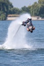 Fly board extreme sports adventure , summer beach sports Royalty Free Stock Photo