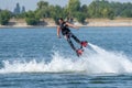 Fly board extreme sports adventure , summer beach sports Royalty Free Stock Photo