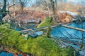 Fly box and rod on the river bank. Fly fishing Royalty Free Stock Photo