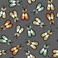 Fly bug insect cartoon illustration vector seamless pattern. Royalty Free Stock Photo