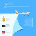 Fly fast poster with propeller airplane