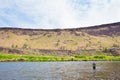 Fly Fisherman Casting on the Deschutes River Royalty Free Stock Photo