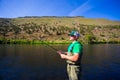 Fly Fisherman Casting on the Deschutes River Royalty Free Stock Photo