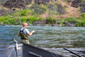 Fly Fisherman Casting on the Deschutes River Royalty Free Stock Photo