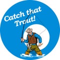 Fly fisherman catching trout Royalty Free Stock Photo