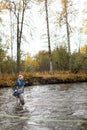 Fly fisherman spey casting