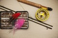 Fly fishing equipment Royalty Free Stock Photo