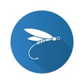 Fly fishing flat design long shadow glyph icon