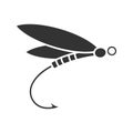 Fly fishing glyph icon