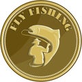 Fly Fishing Gold Coin Retro Royalty Free Stock Photo
